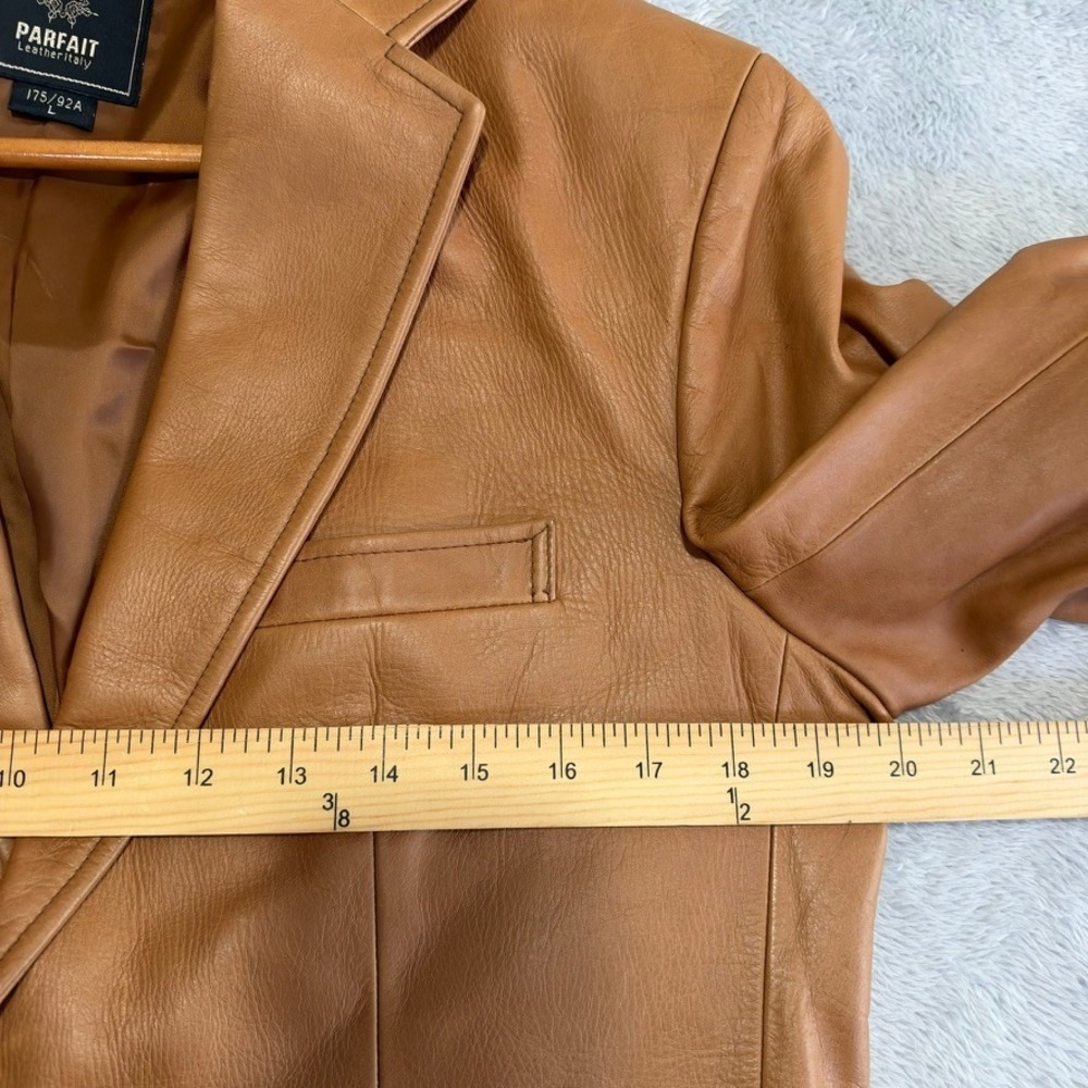 Parfait Leather Italy Blazer Jacket Womens L Tan Sport Coat Western Boho Preppy - Picture 12 of 15